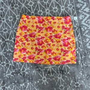 NWT Old Navy Pink Yellow Floral Skirt Pixie Mini Elastic Waist Extra Large XL